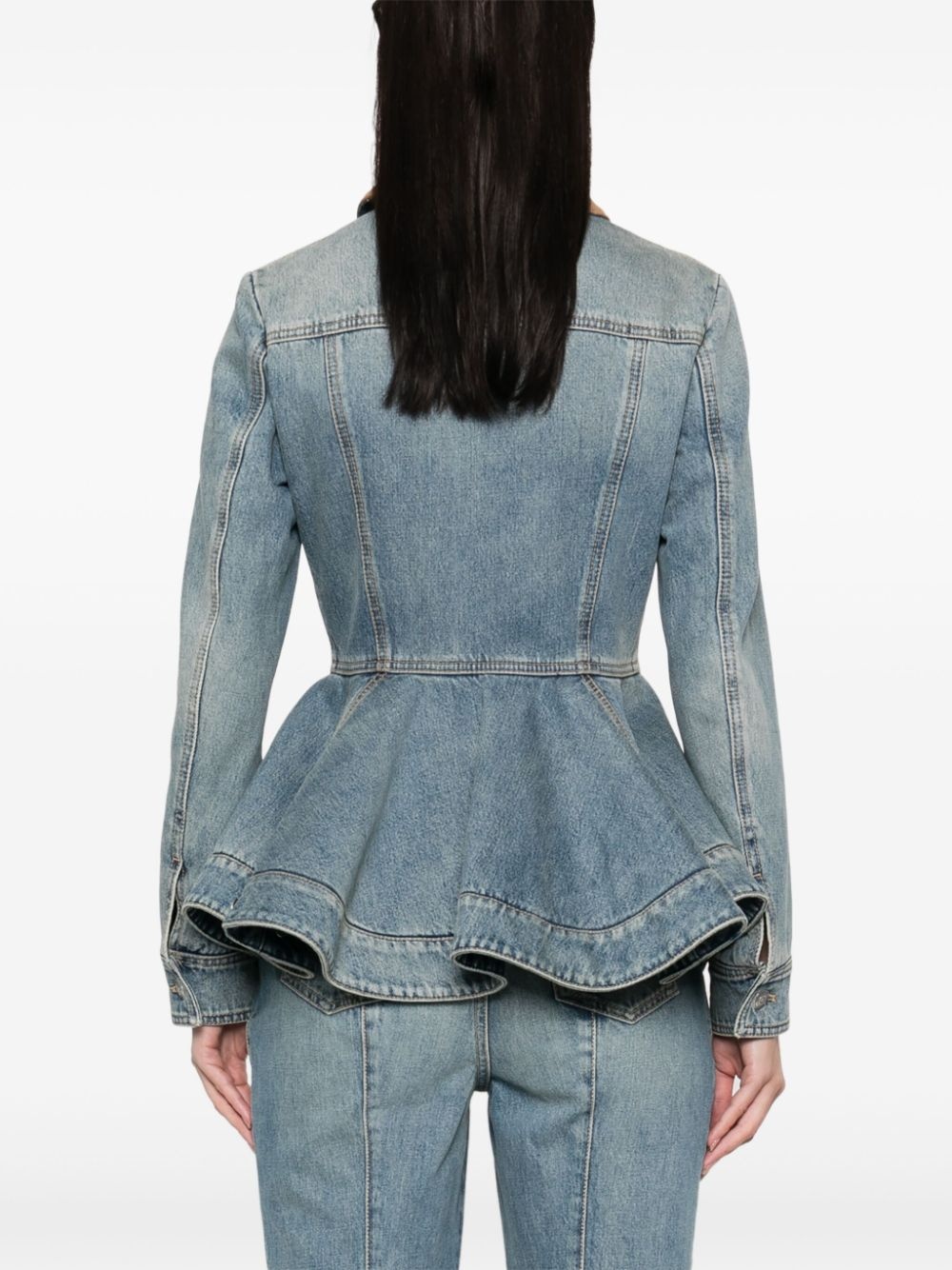peplum denim jacket - 4