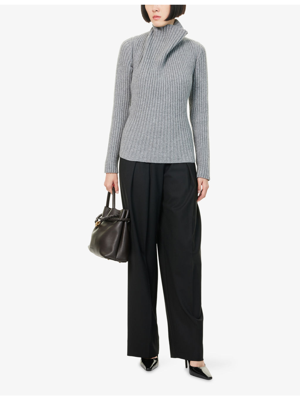 Cowl-Neck Ribbed Wool-Blend Jumper - 2