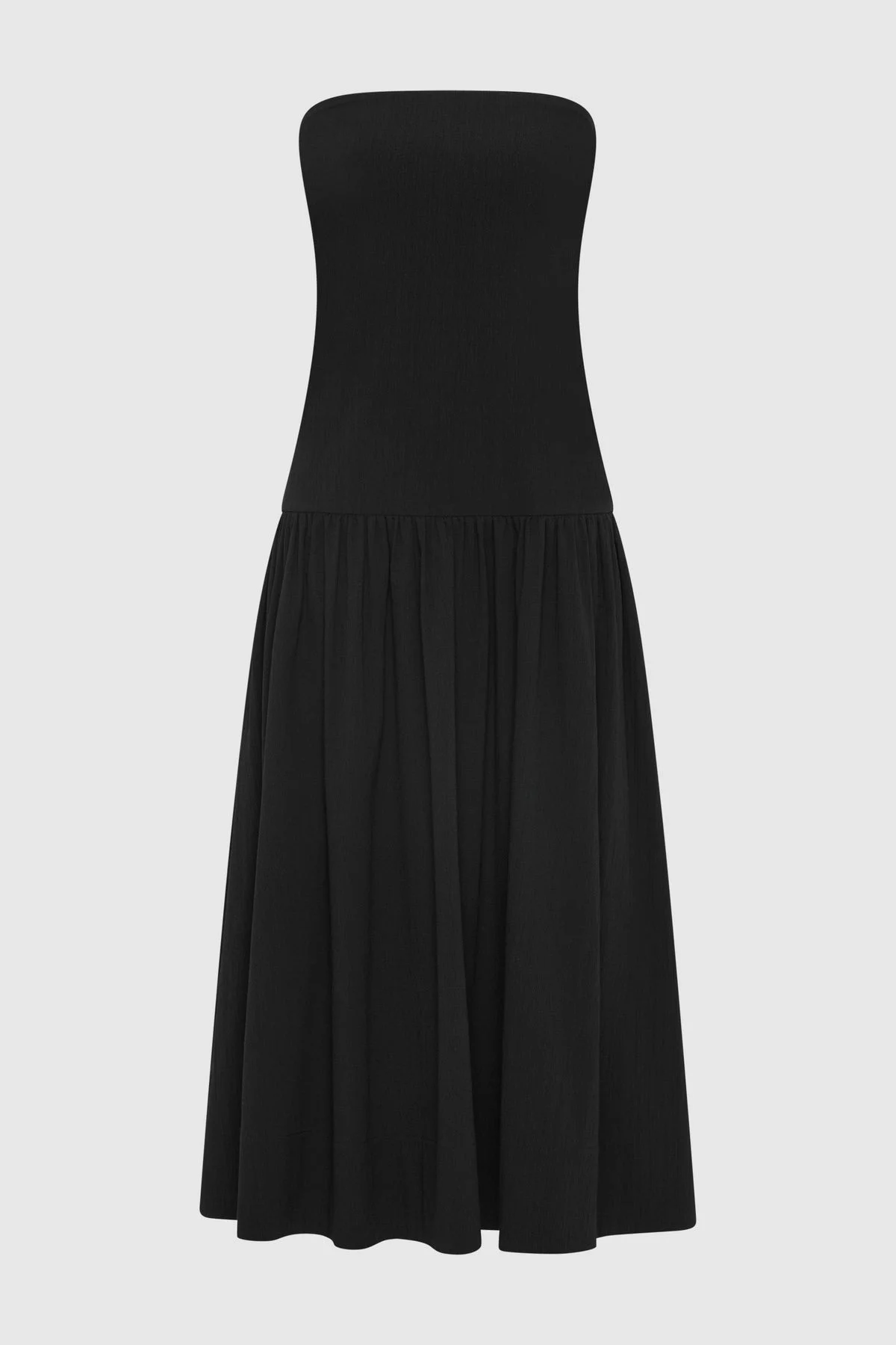 Gathered Strapless Minimal Dress - Black - 1