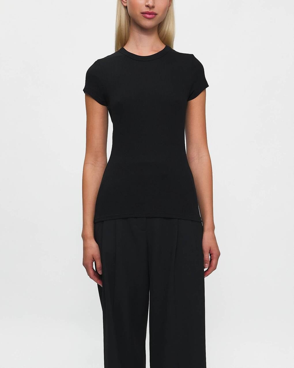T-Shirt Fine Rib Black - 2
