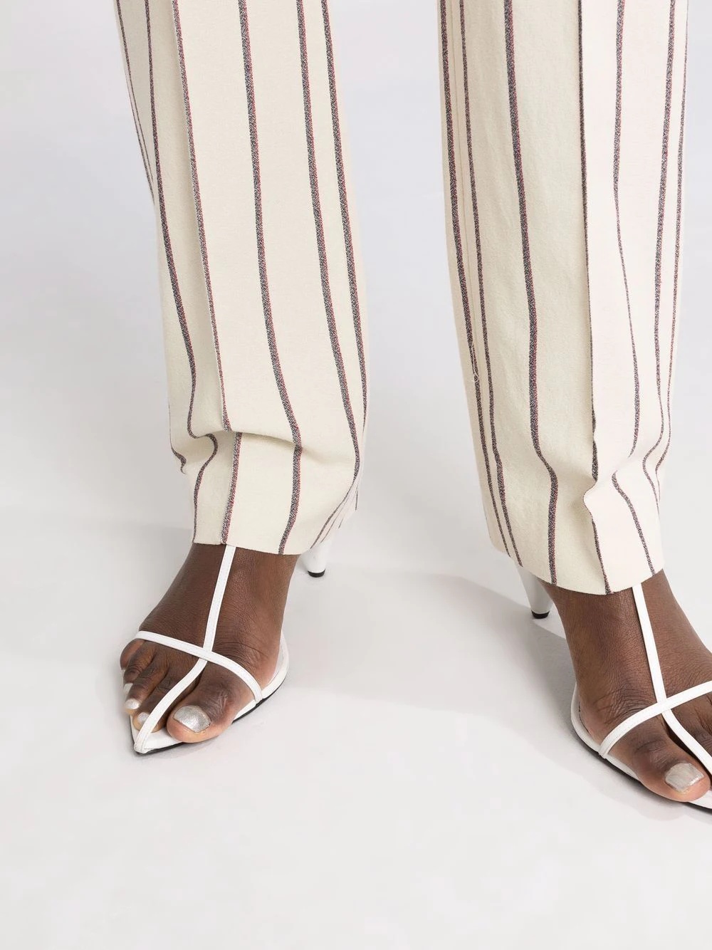 stripe-print slim-fit trousers - 3