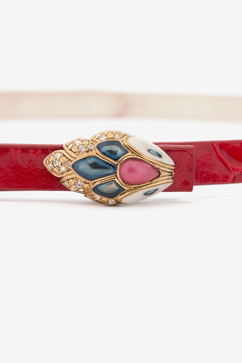 Eastern Red Belt with Serpent Head and Crystals 4