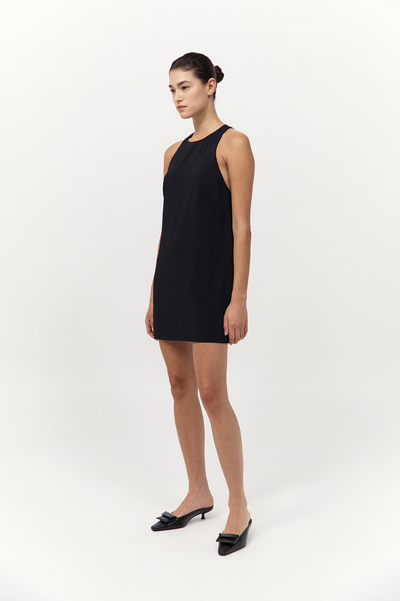 Cut Away Shift Dress - Black - 4