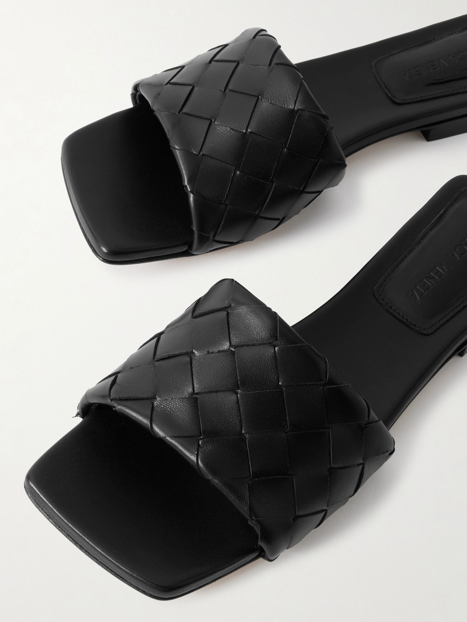 Riva intrecciato leather slides Black - 4