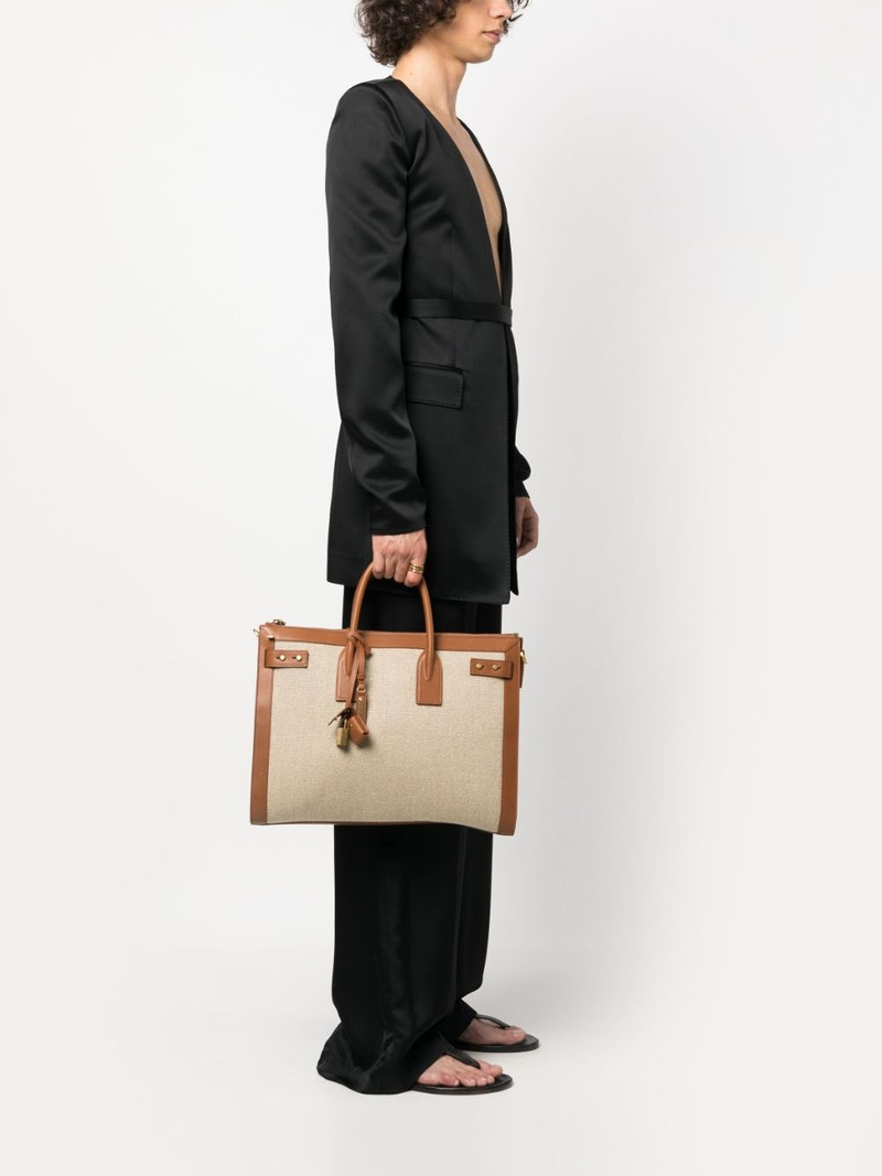 SAINT LAURENT large Sac De Jour linen tote bag outlook