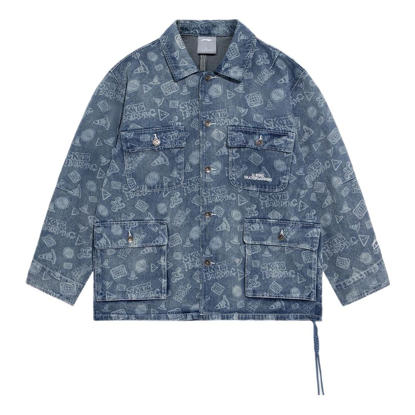 Li-Ning Li-Ning Skateboard Series Full Print Washed Denim