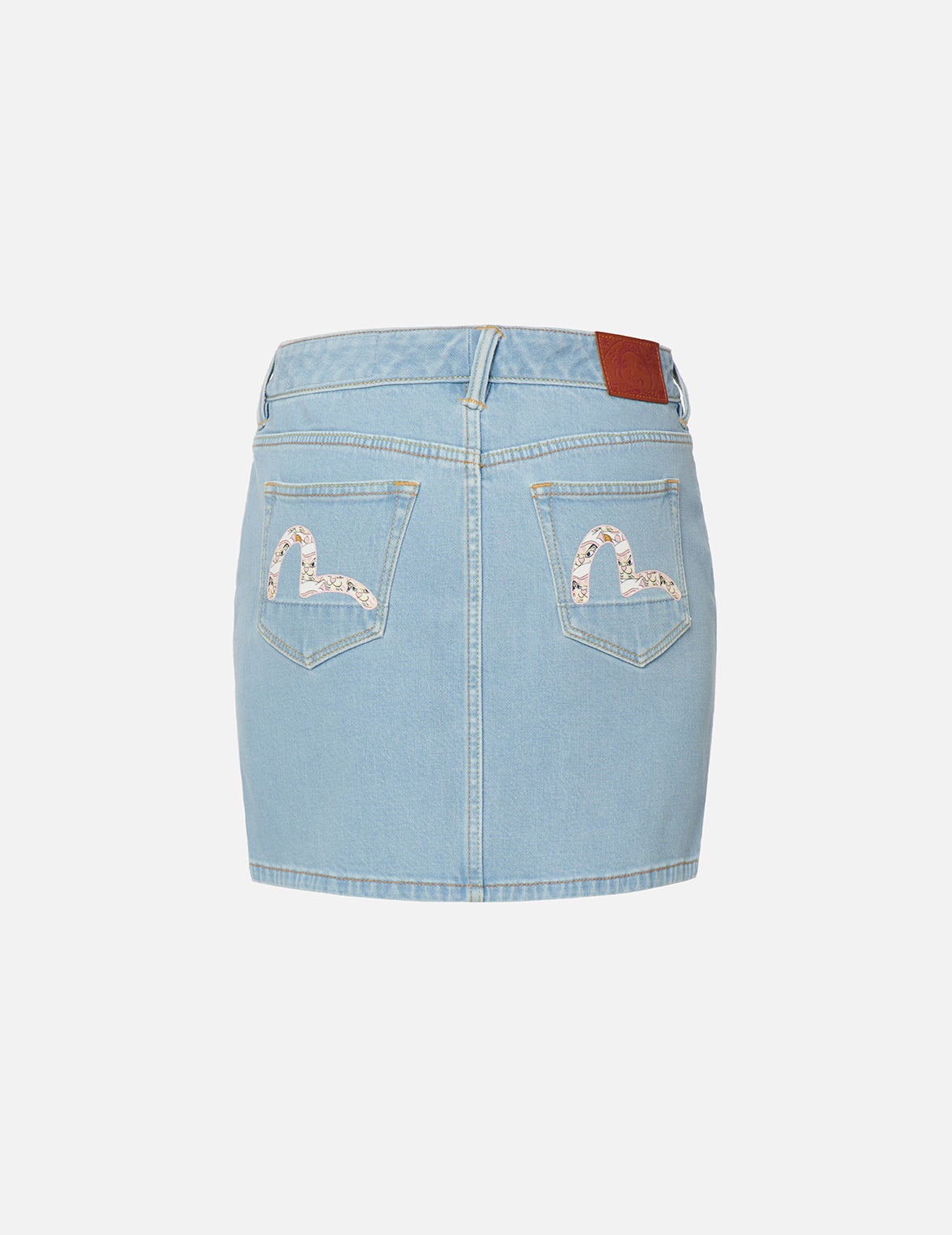 Floral Seagull Embroidery Denim Pencil Skirt - 7