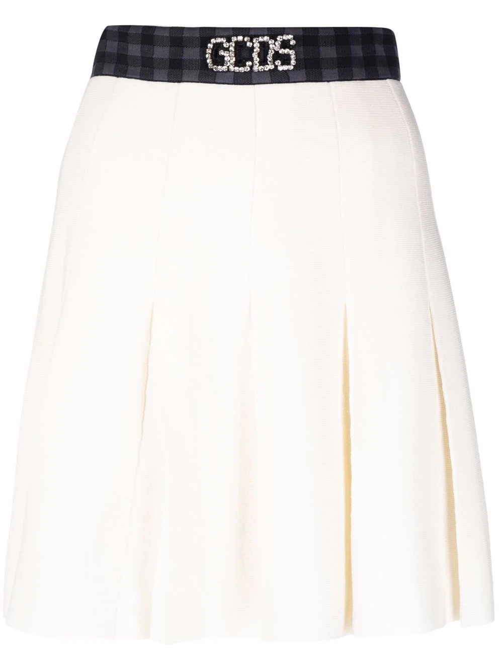 embellished logo-waistband skirt - 1