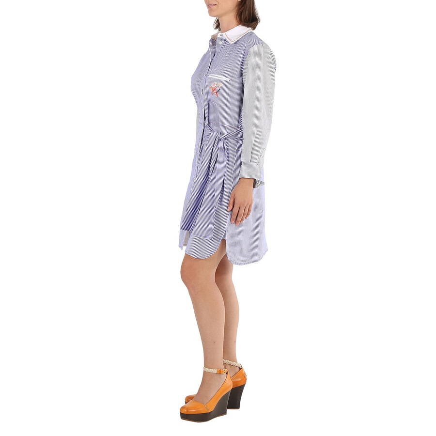 Chloe Ladies Blue / White Striped Shirt Dress - 6