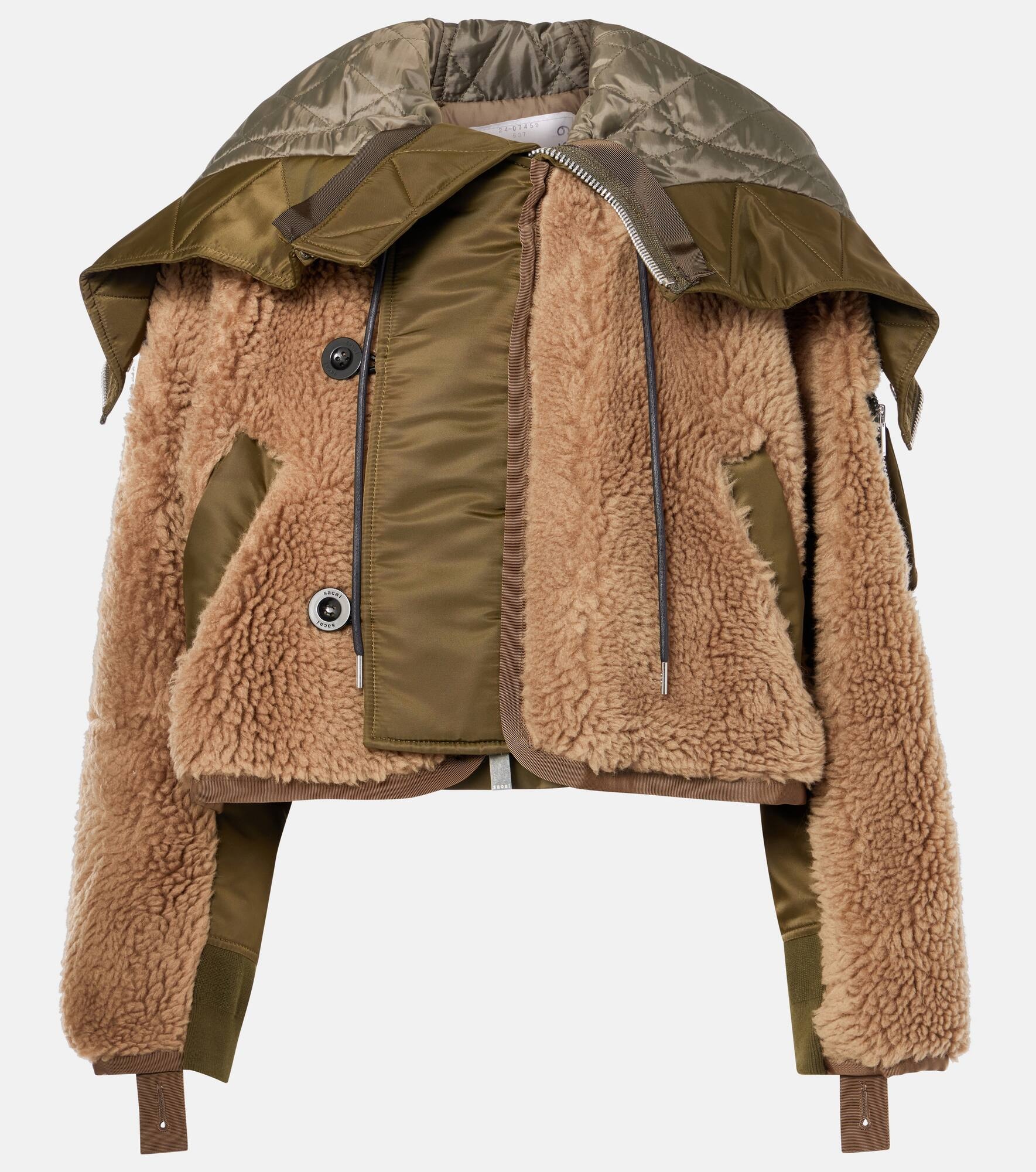 Twill-trimmed faux fur jacket - 1