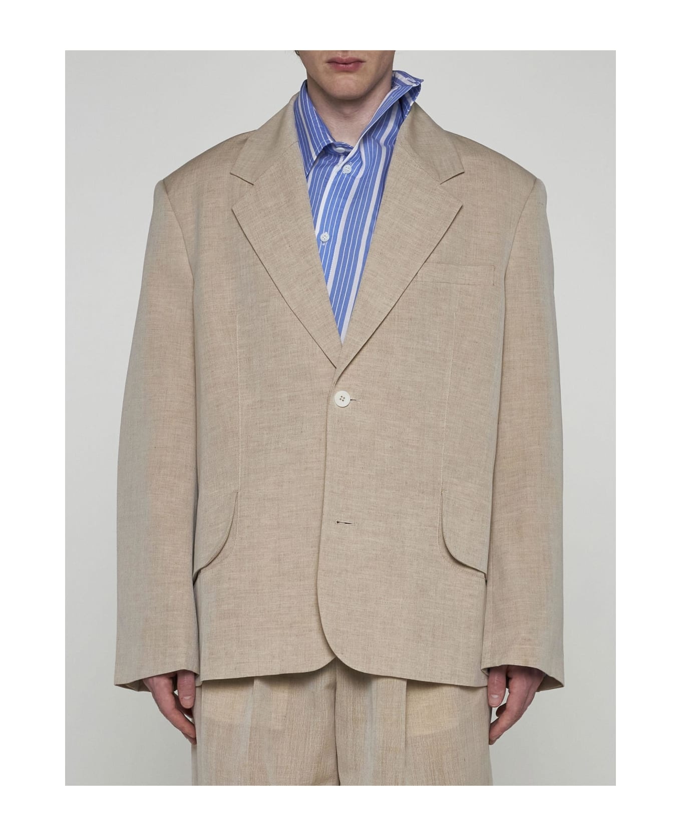 Titolo Linen And Wool Single-breasted Blazer - 3