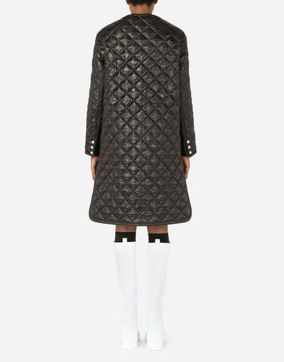 Dolce & Gabbana Coated quilted fabric coat with gloves outlook