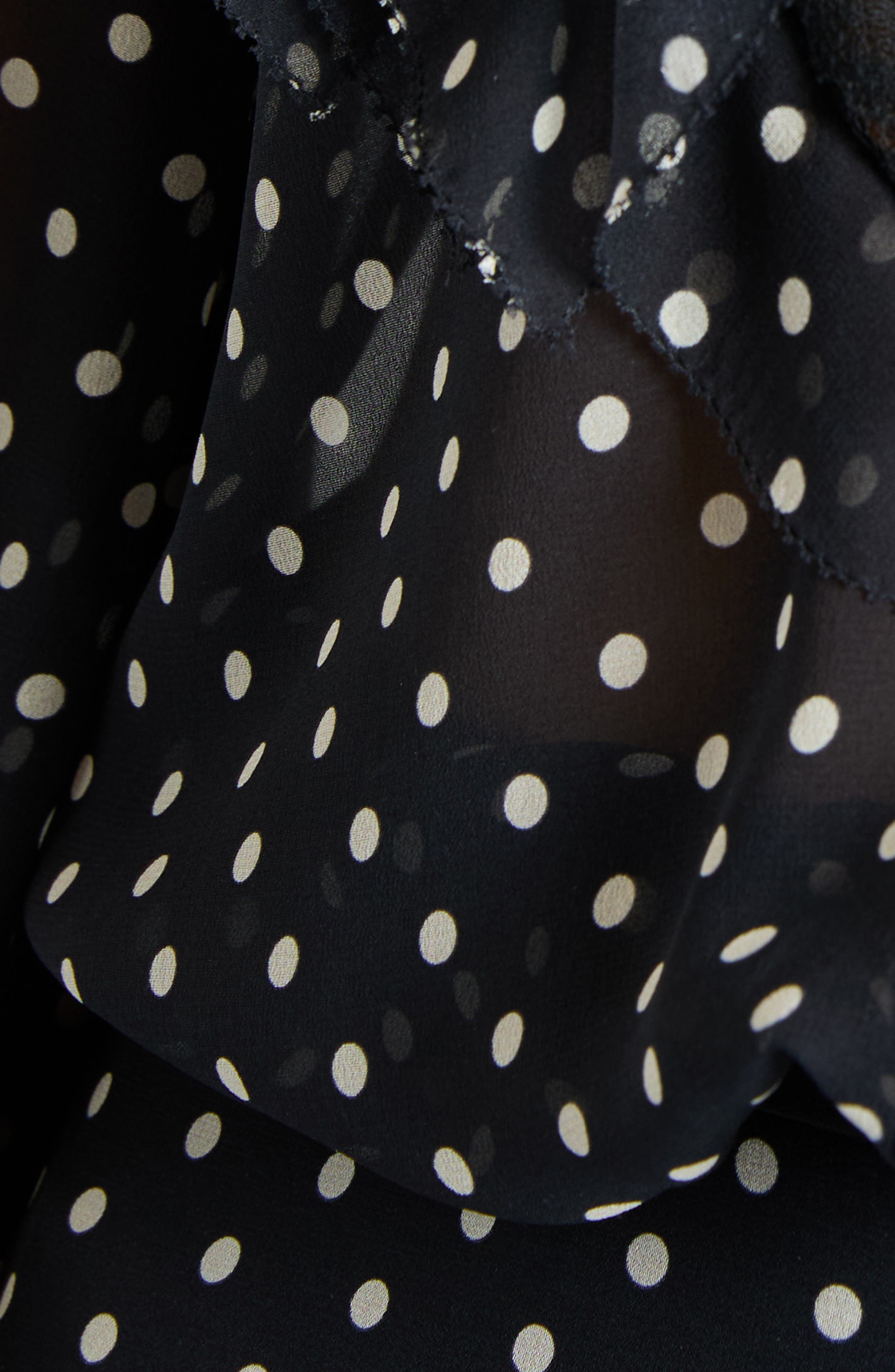 Valentino Garavani Polka Dot Tulle Bib Button-Up Shirt in Nero/Betulla at Nordstrom - 6