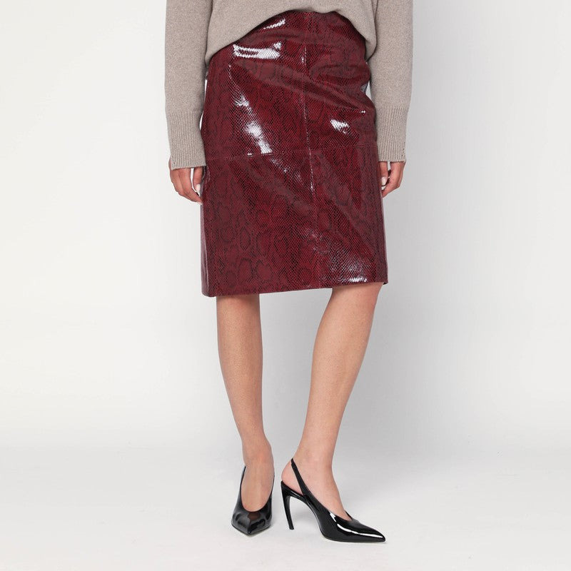 Róhe Bordeaux skirt in faux snakeskin leather - 1