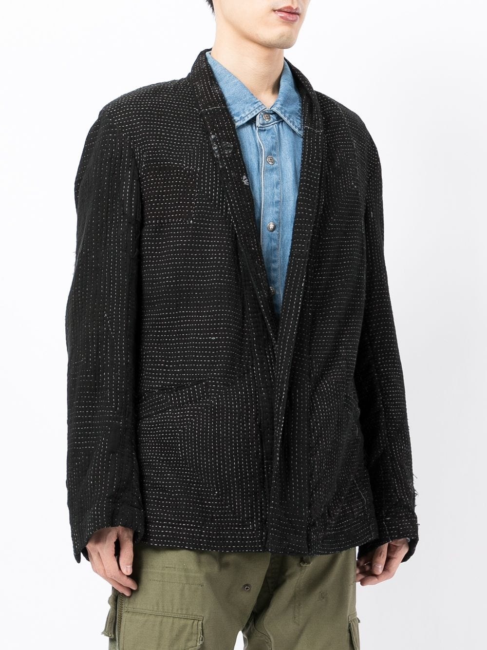 panelled shawl-lapel relaxed jacket - 3