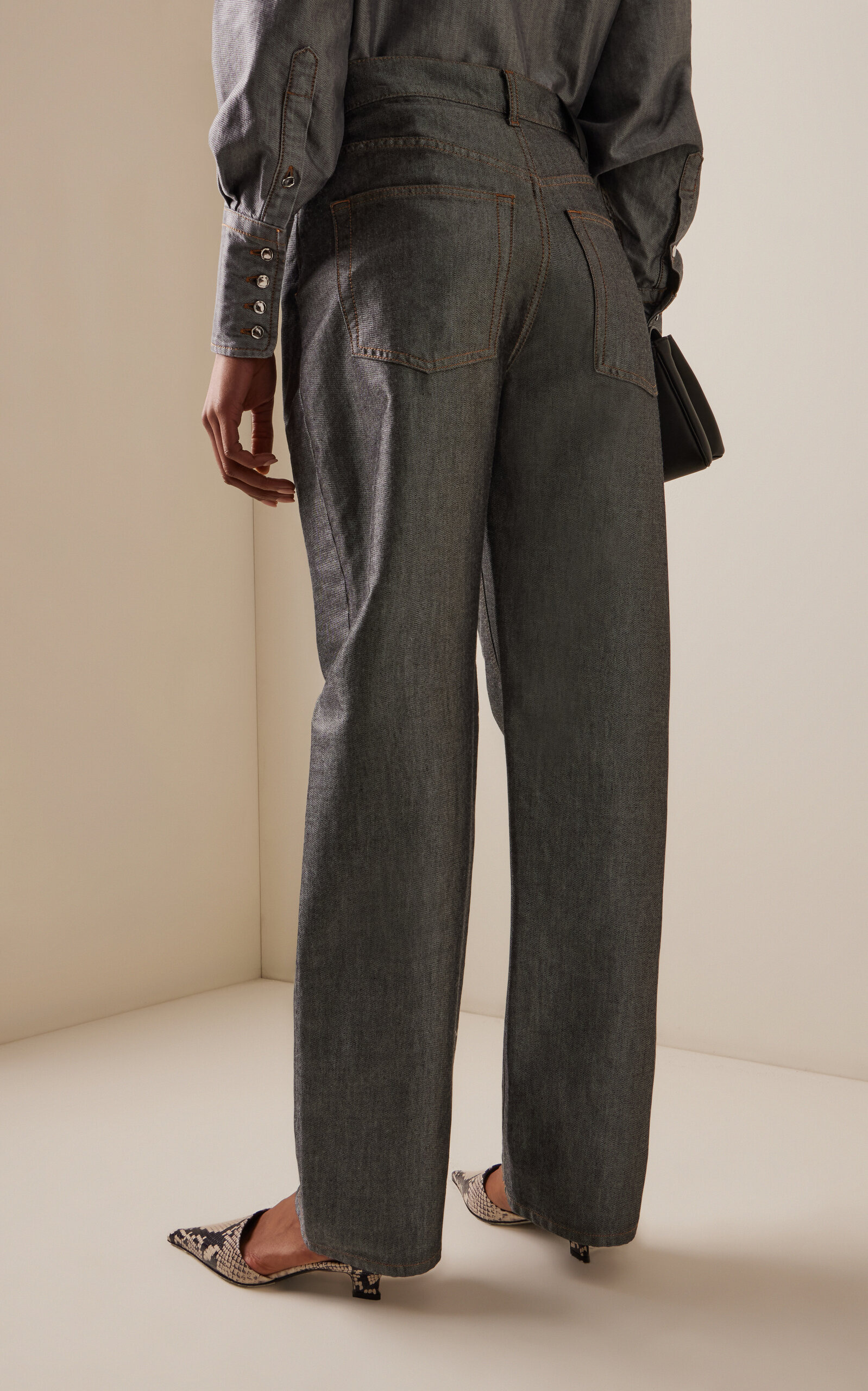 Gale Metallic Straight-Leg Jeans grey - 4