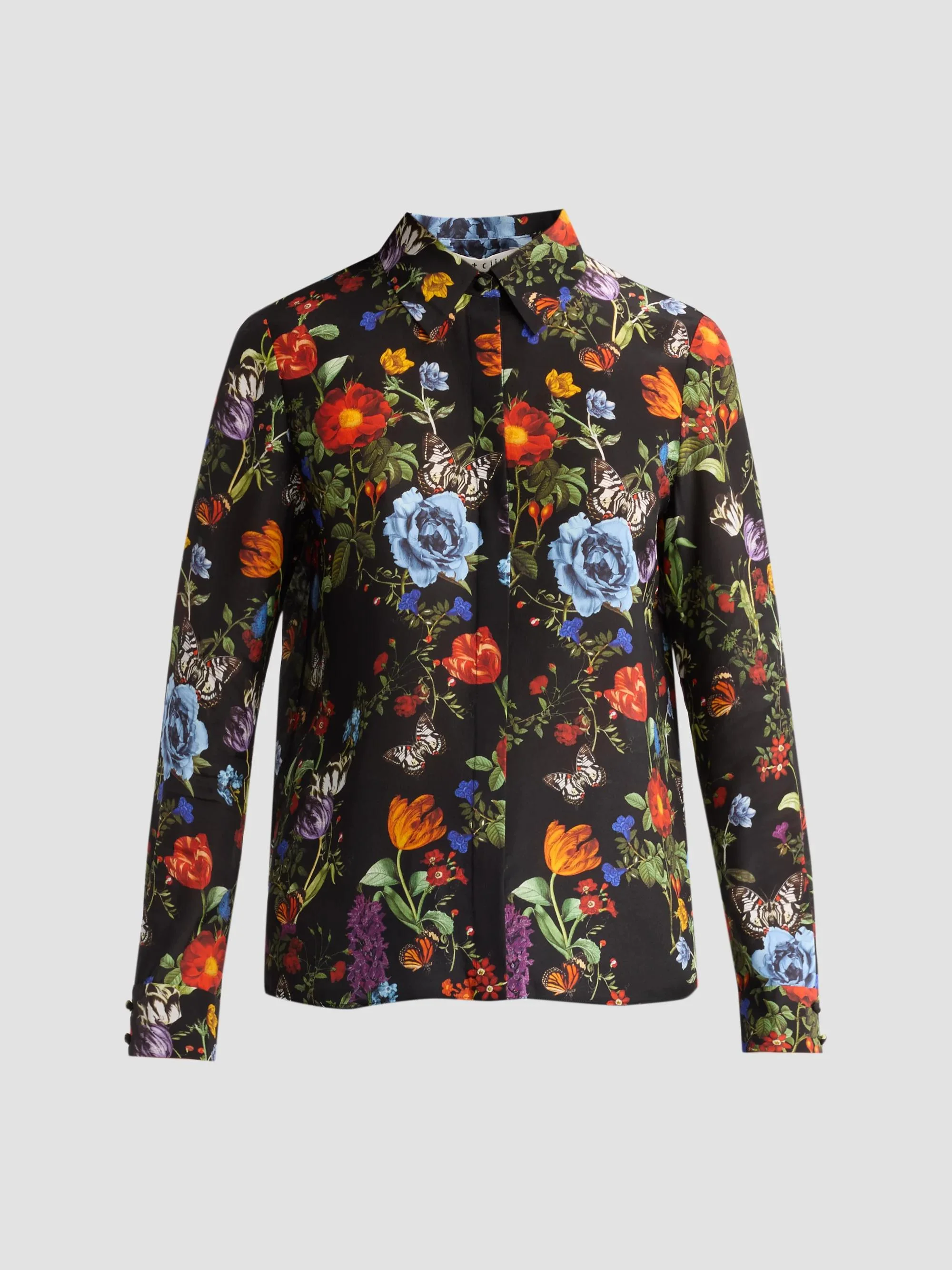 Women's Willa Floral Silk Button-Front Blouse - Moonlit Manor - 1