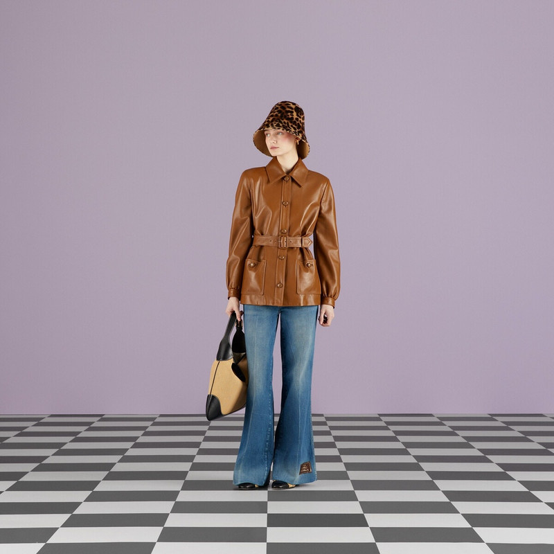 GUCCI Denim flare pant with Gucci label outlook