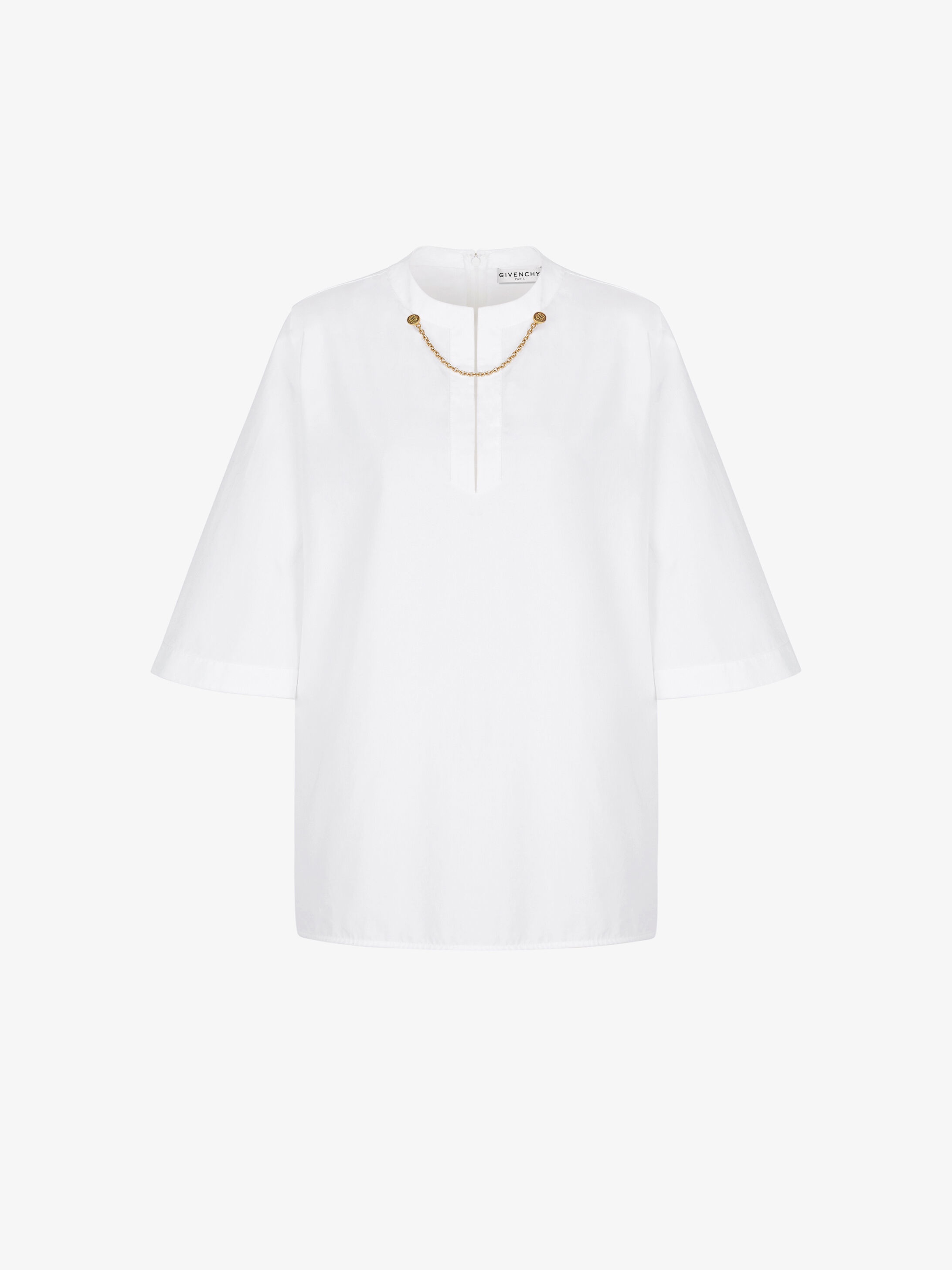 Blouse in cotton with chain collar - 1