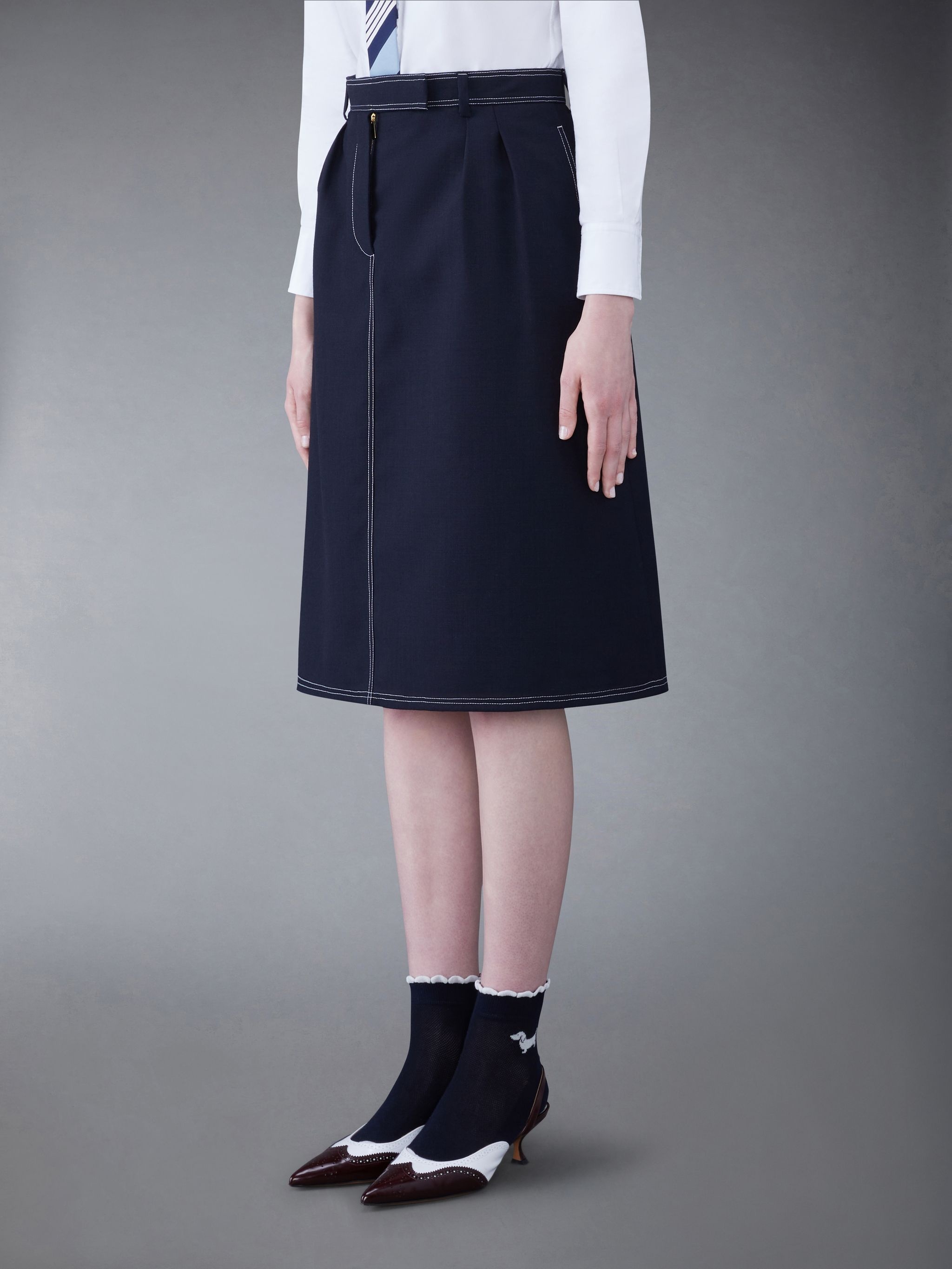 Fresco Midi A-Line Box Pleat Skirt - 2