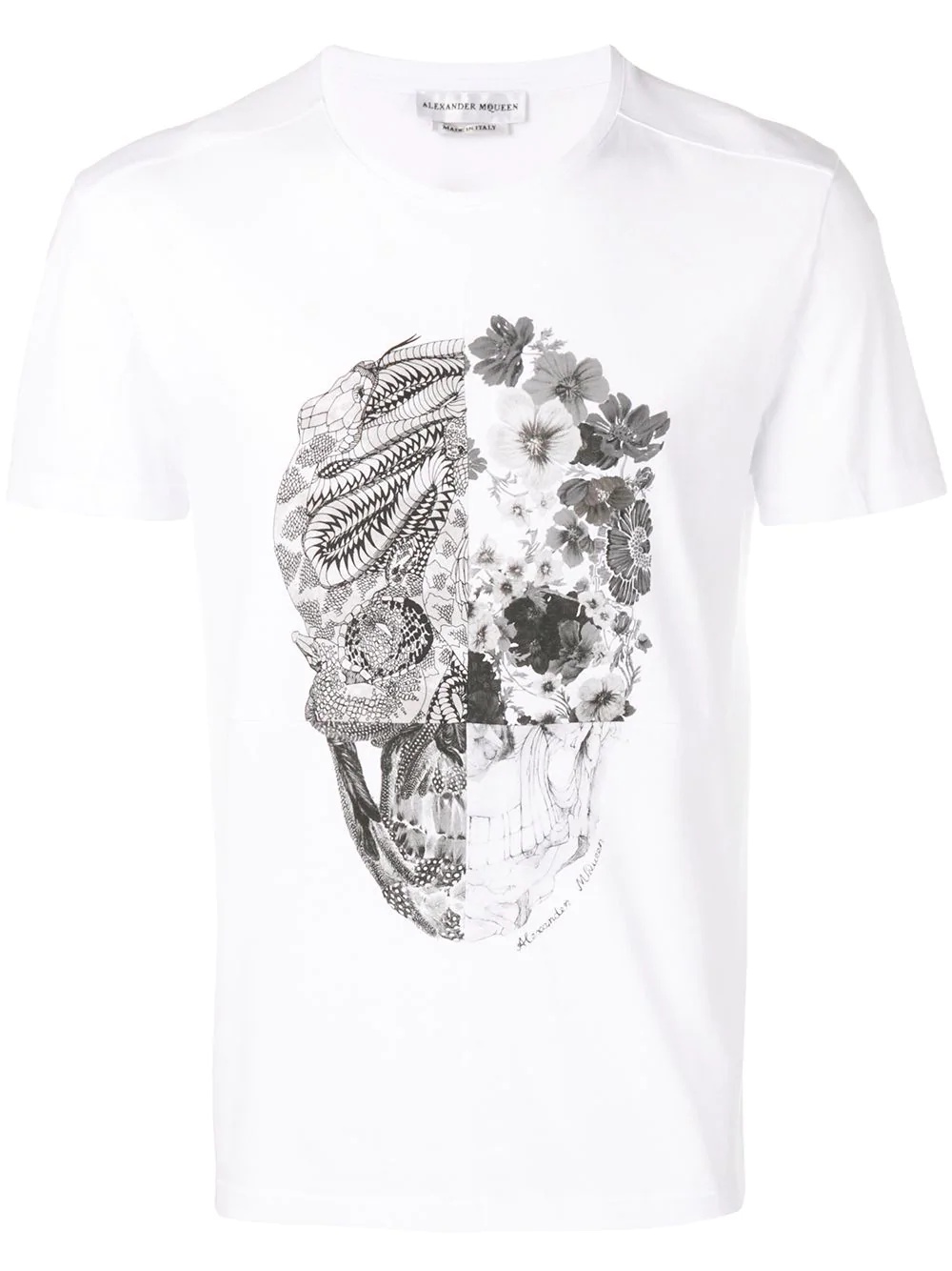 floral skull print T-shirt - 1