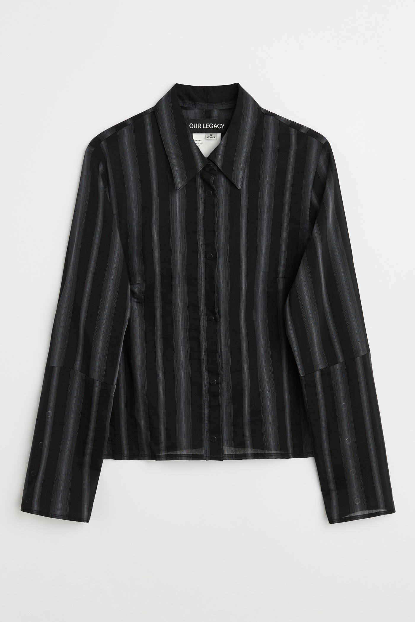 Auto Shirt Noir Stripe Sheer Cotton Silk - 7