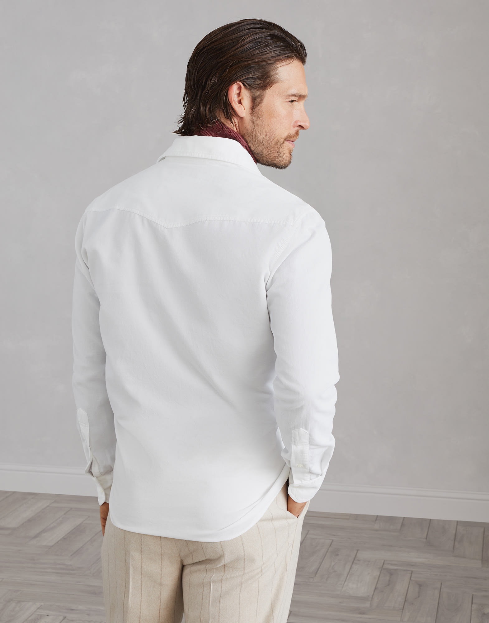 Garment-dyed easy fit western shirt in narrow wale corduroy - 2