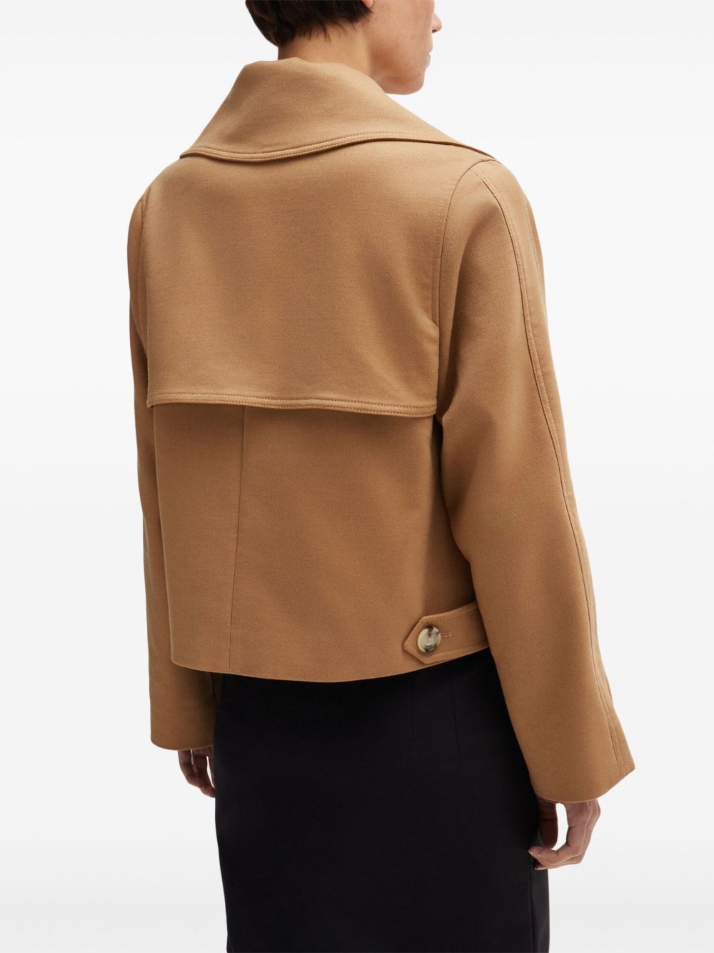 draped-collar cropped jacket - 5