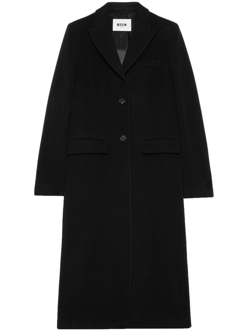 notched-lapel button-fastening coat - 1