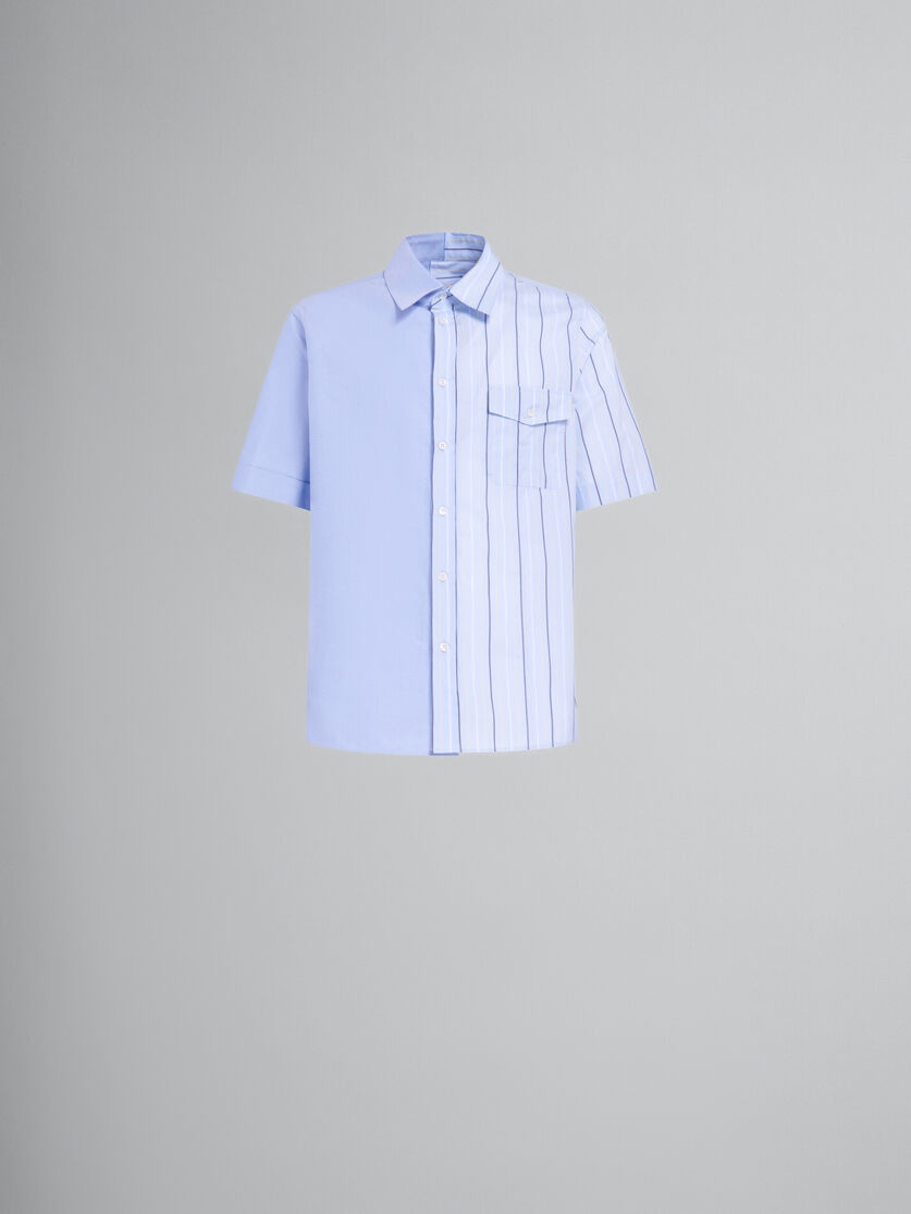 LIGHT BLUE BIO POPLIN HALF-AND-HALF SHIRT - 1