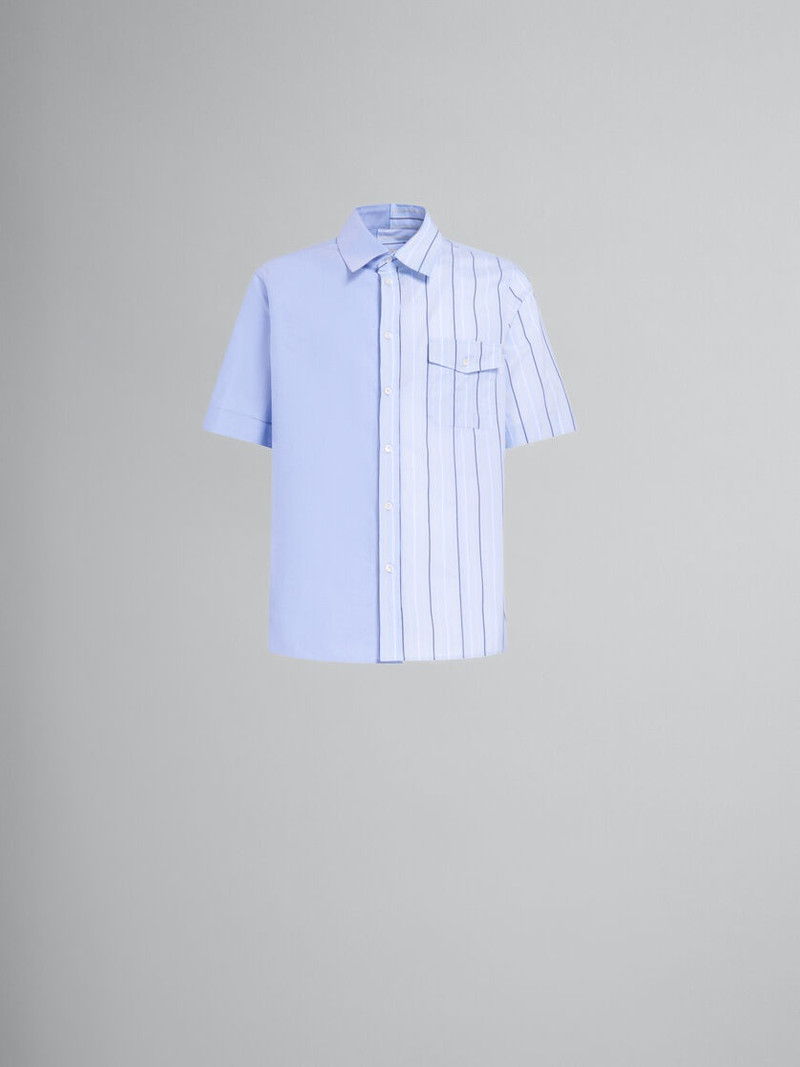 LIGHT BLUE BIO POPLIN HALF-AND-HALF SHIRT 1