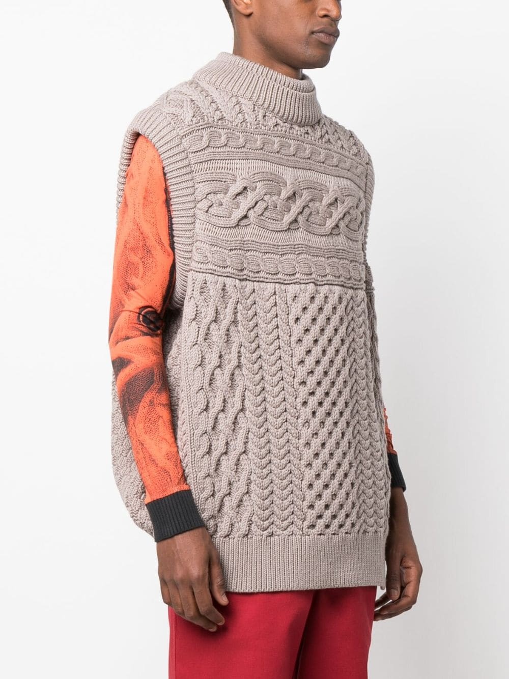 oversized merino-wool vest - 3