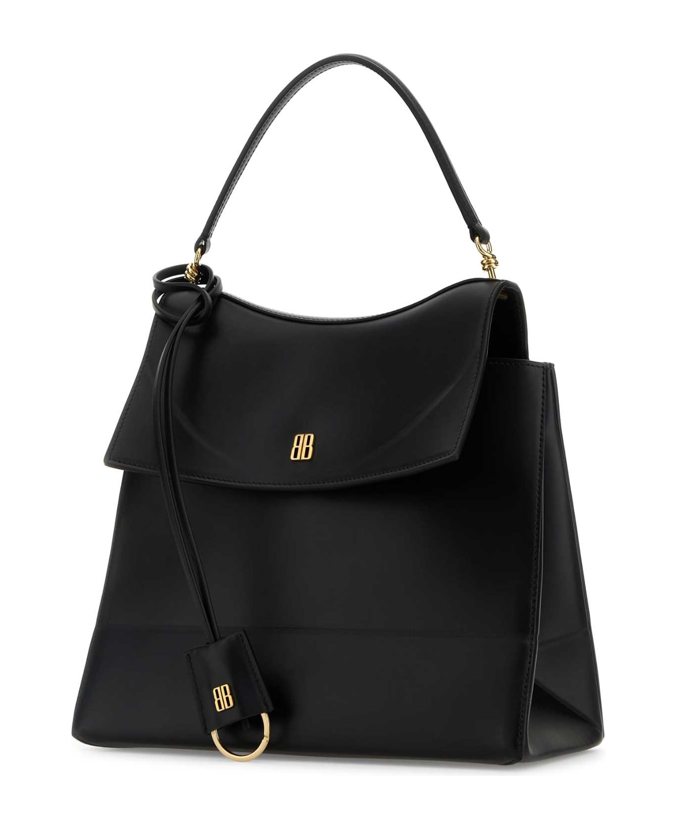 Black Leather Medium Nano Handbag - 2
