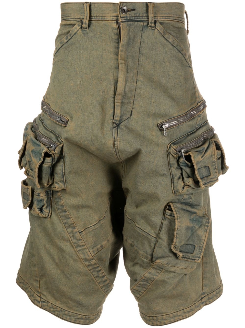 drop-crotch denim cargo shorts - 1