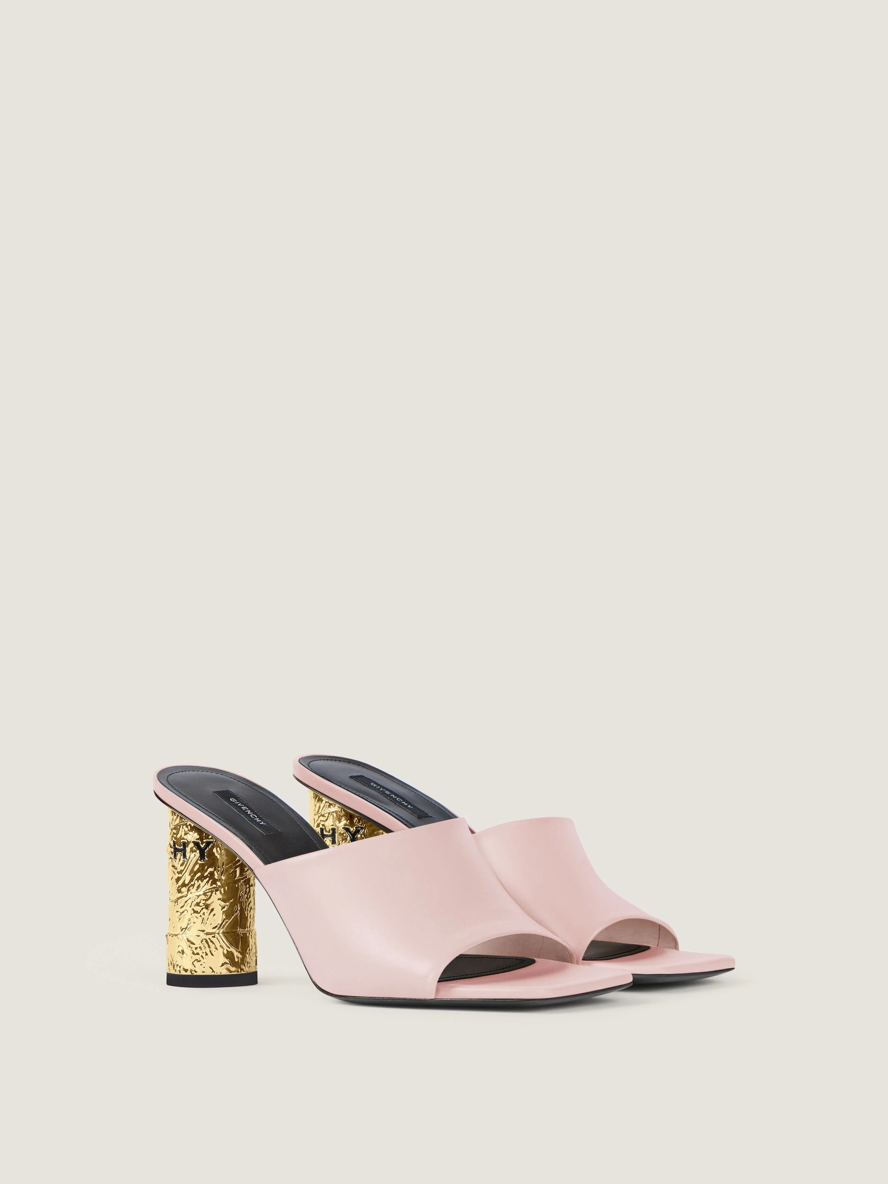 TAPE HEELED MULES IN LEATHER - 1