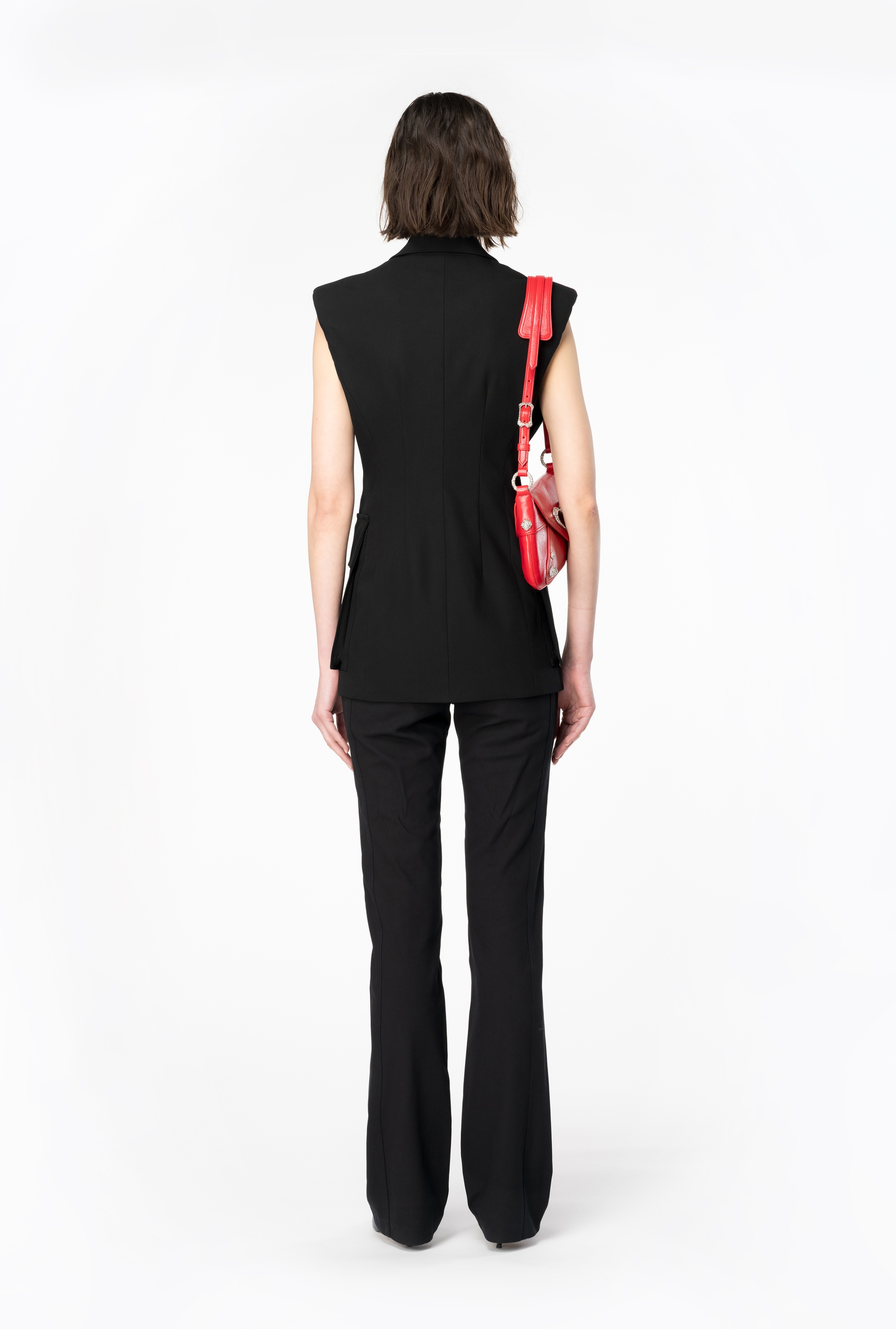 SLEEVELESS STRETCH TRICOTINE BLAZER - 6