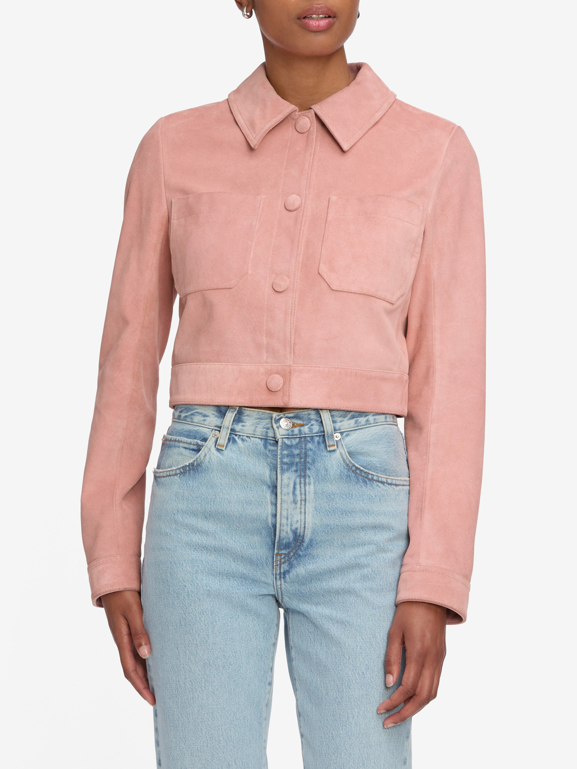 The Small Suede Jacket in Flamingo - 3