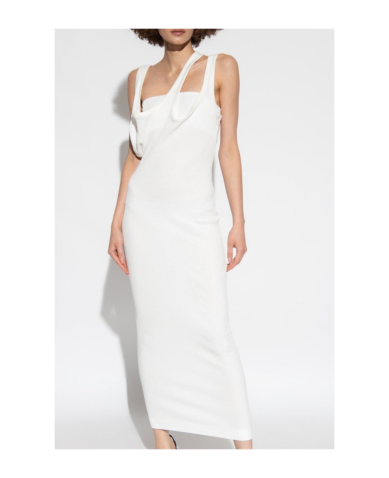 Ribbed Asymmetric Midi Dress - 2