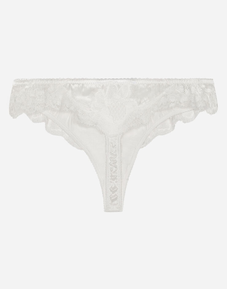 Satin thong with lace detailing - 2