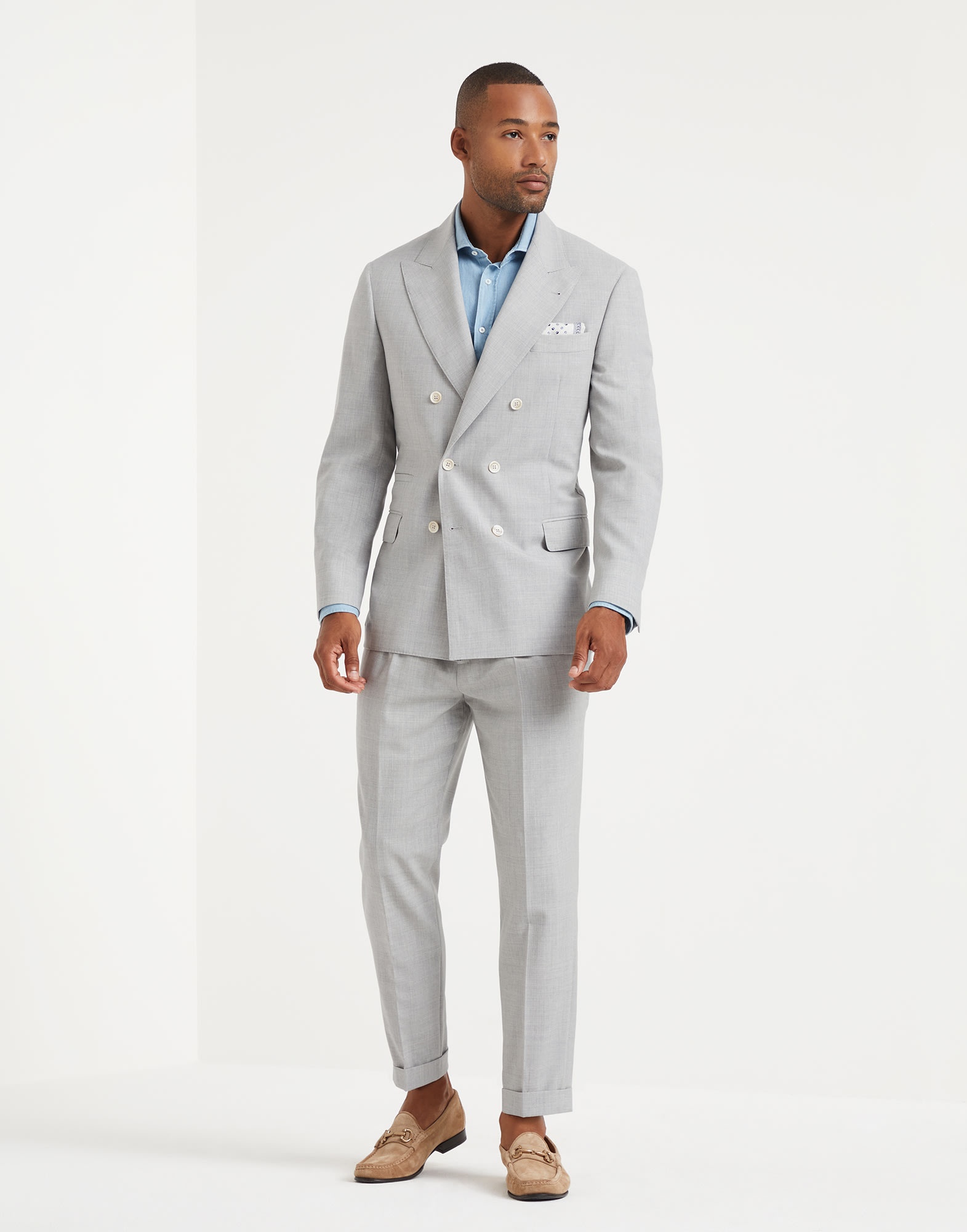 Natural comfort virgin wool fresco suit with one-and-a-half breasted jacket and pleated leisure fit  - 1