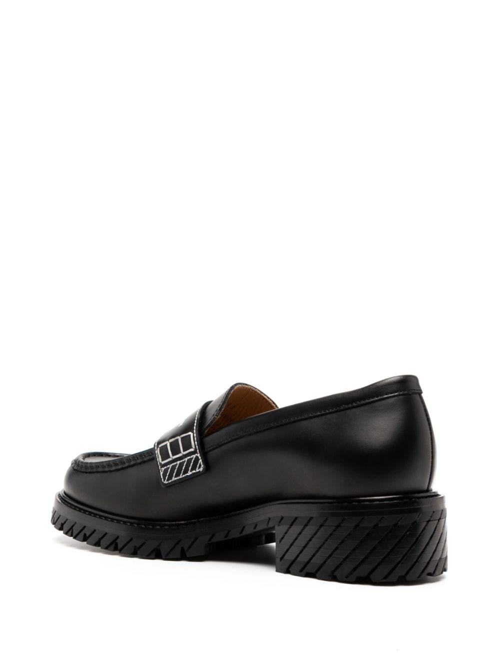 Military logo-print leather loafers - 3