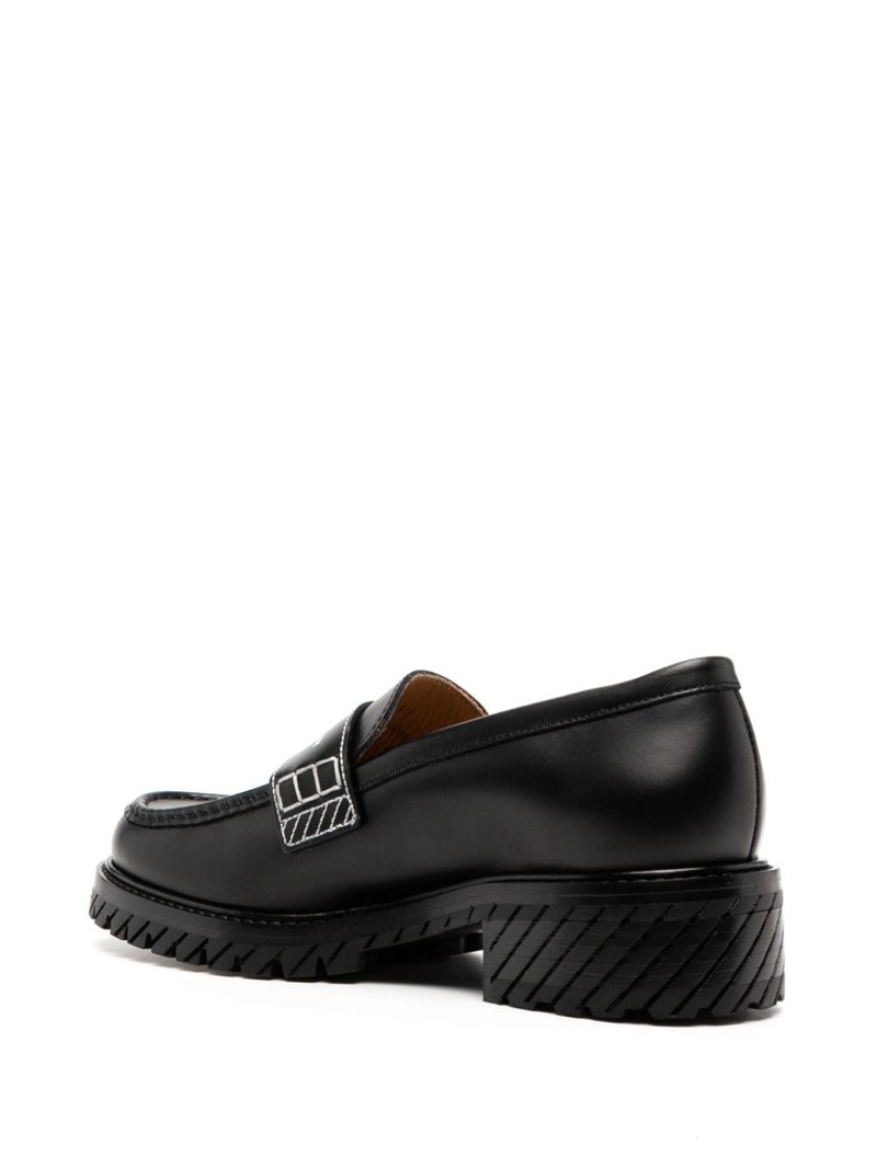 Military logo-print leather loafers 3