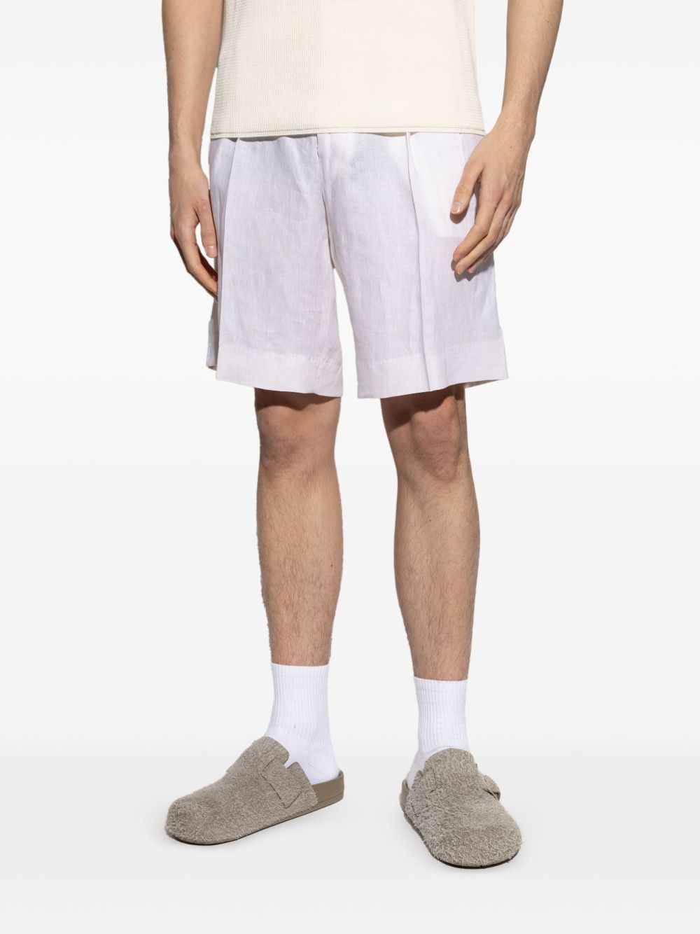 pleated-front shorts - 3