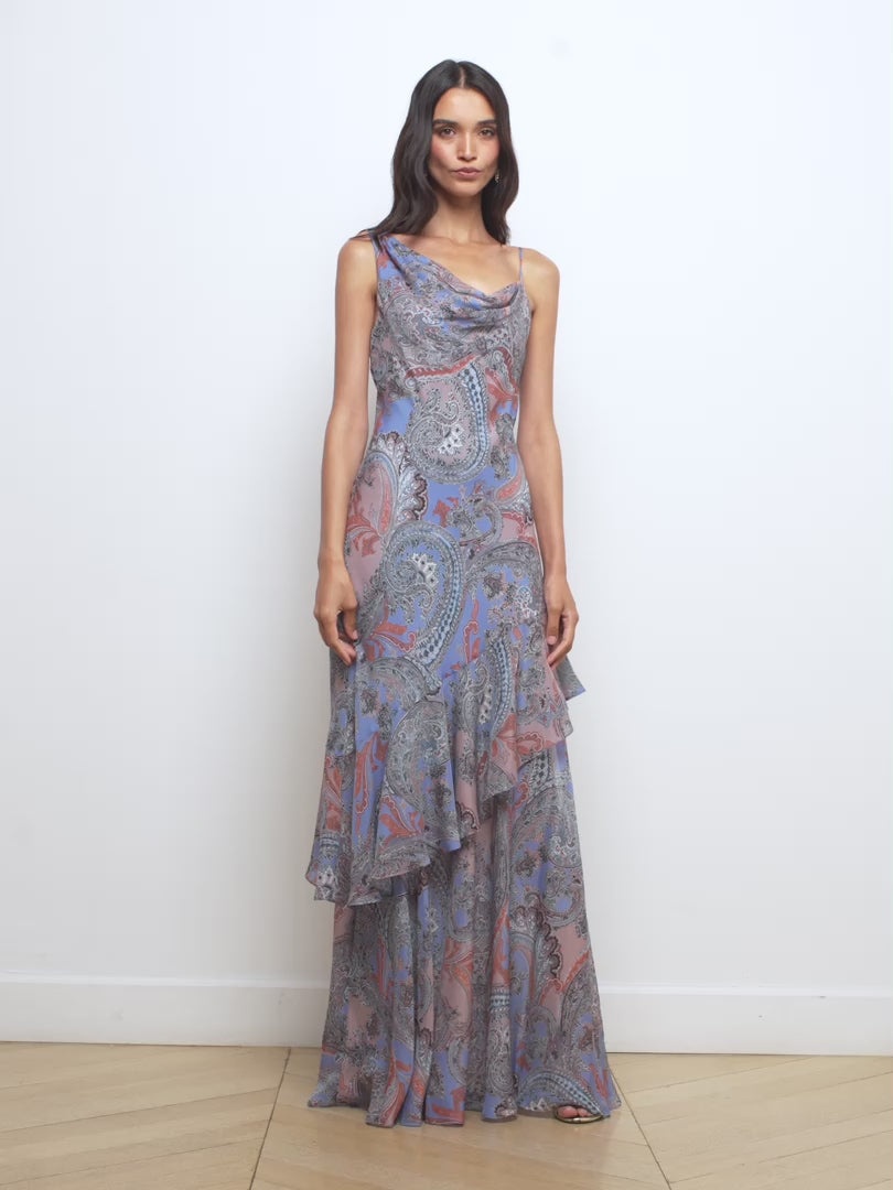 Viola Silk Cowl-Neck Gown - 7