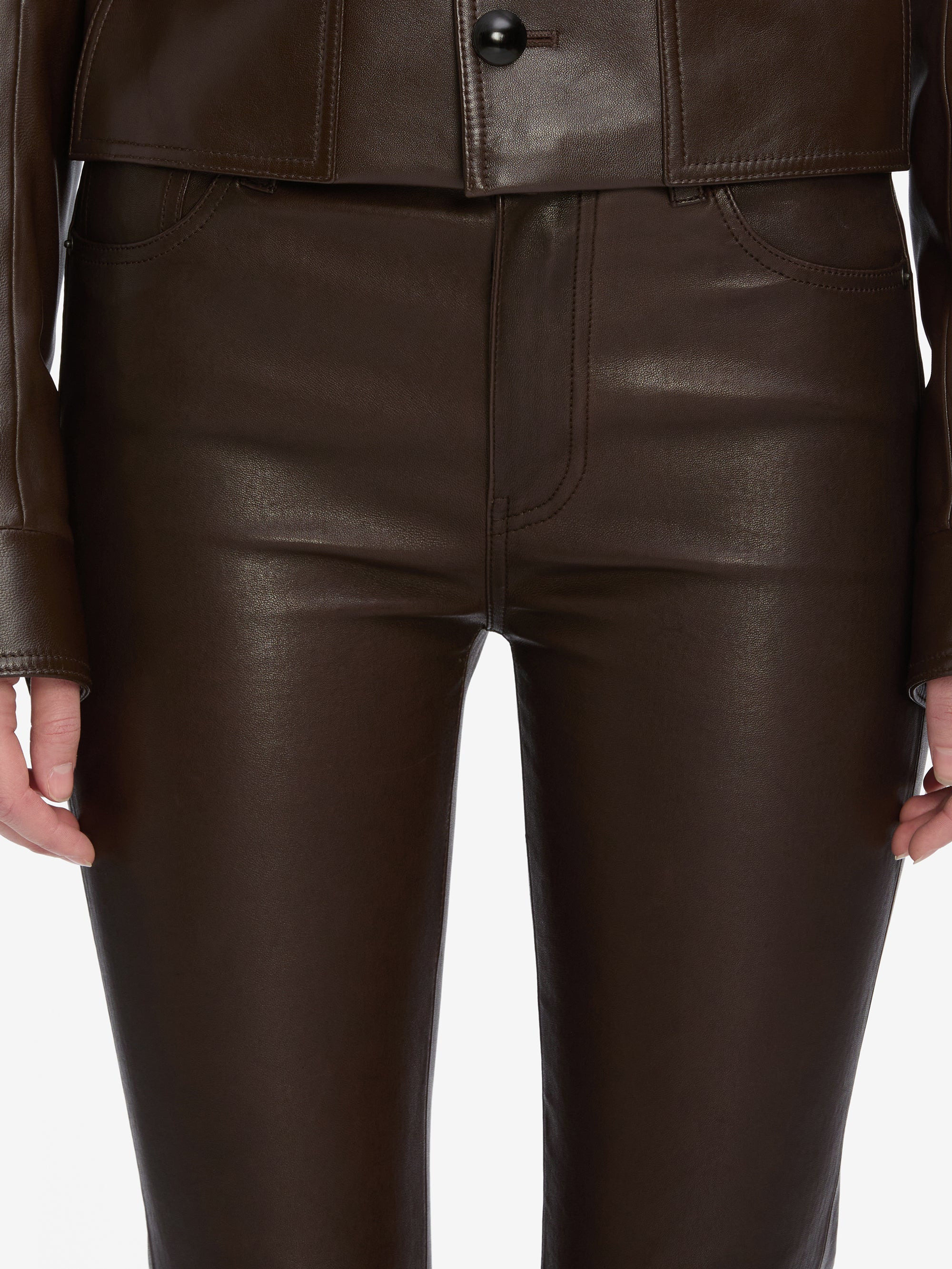 The Leather Reboot Crop in Truffle - 4