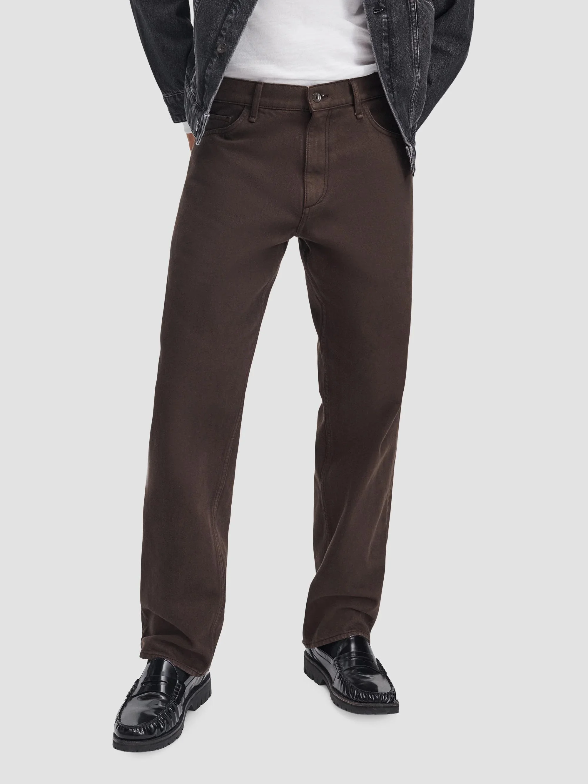 Men's Relaxed Straight Jeans - Dark Brown - 1