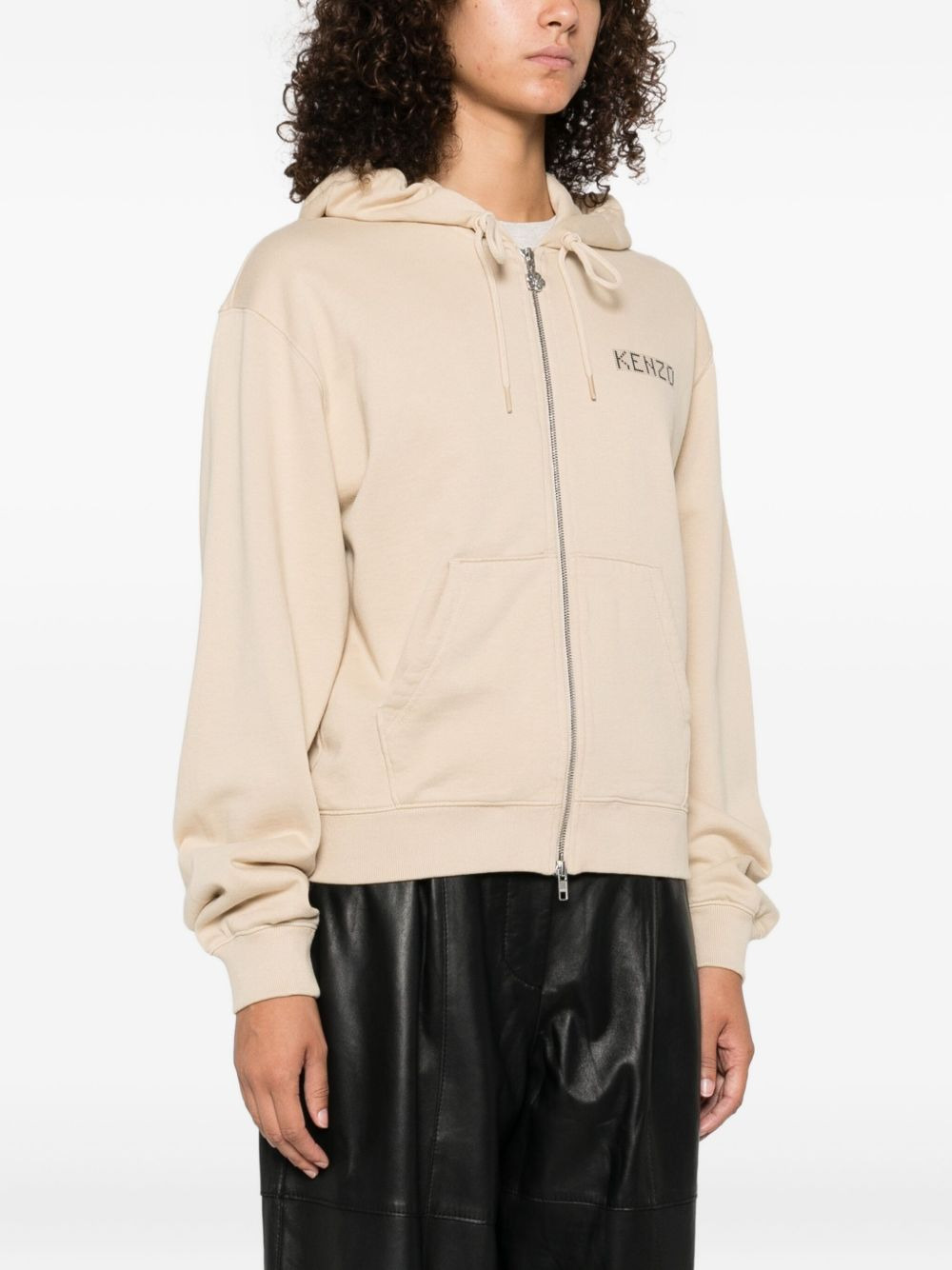 logo-detail zip-up hoodie - 3