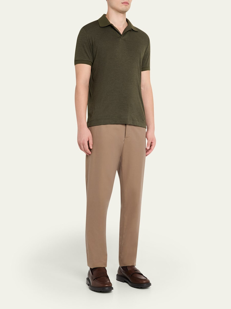 Loro Piana Men's Philion Cashmere and Silk Johnny Collar Polo Shirt outlook