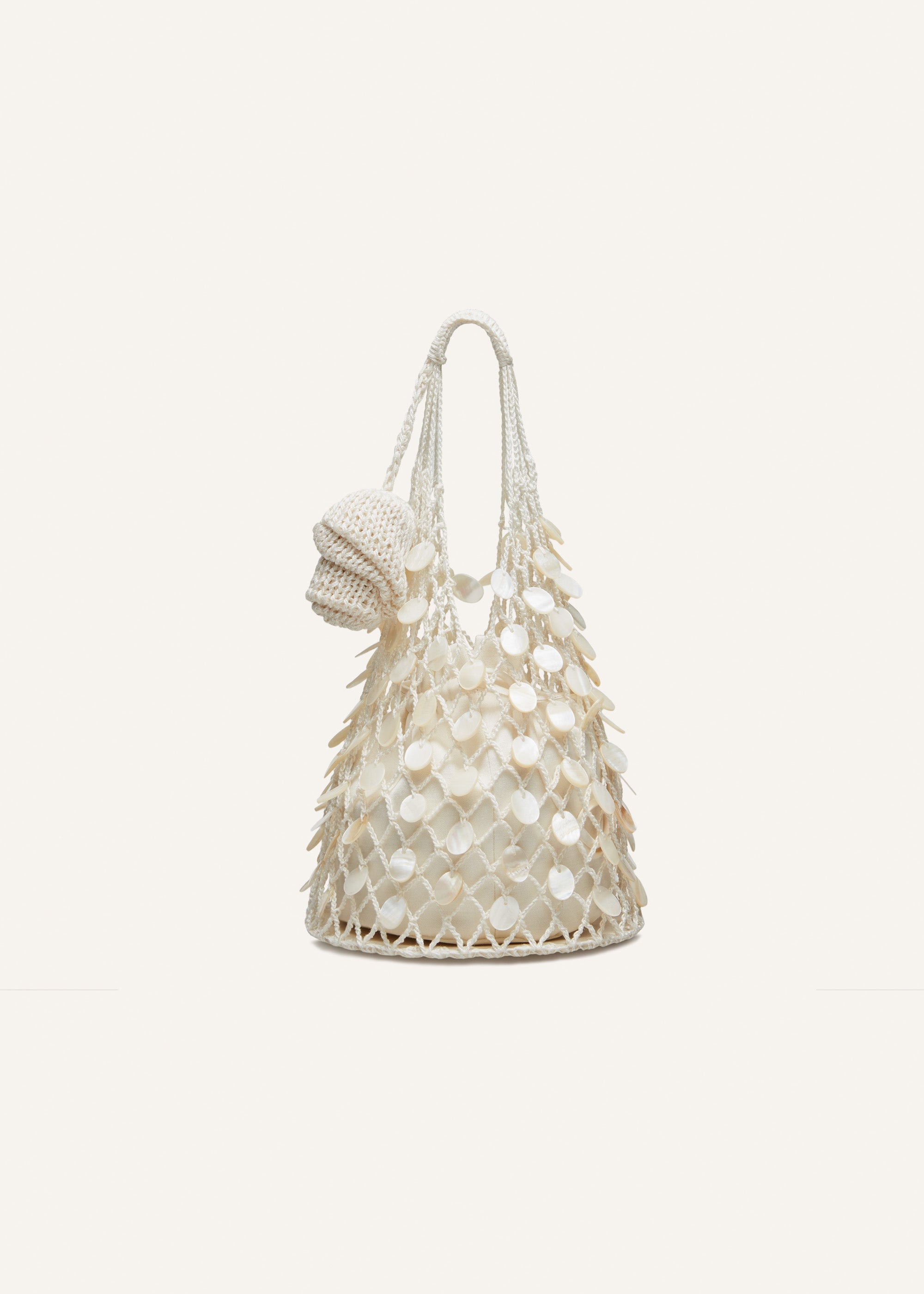 Small Devana bag in cream with mother of pearl embellishment - 2