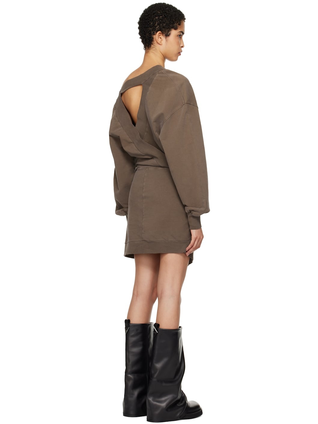 Brown Sweater Minidress - 3
